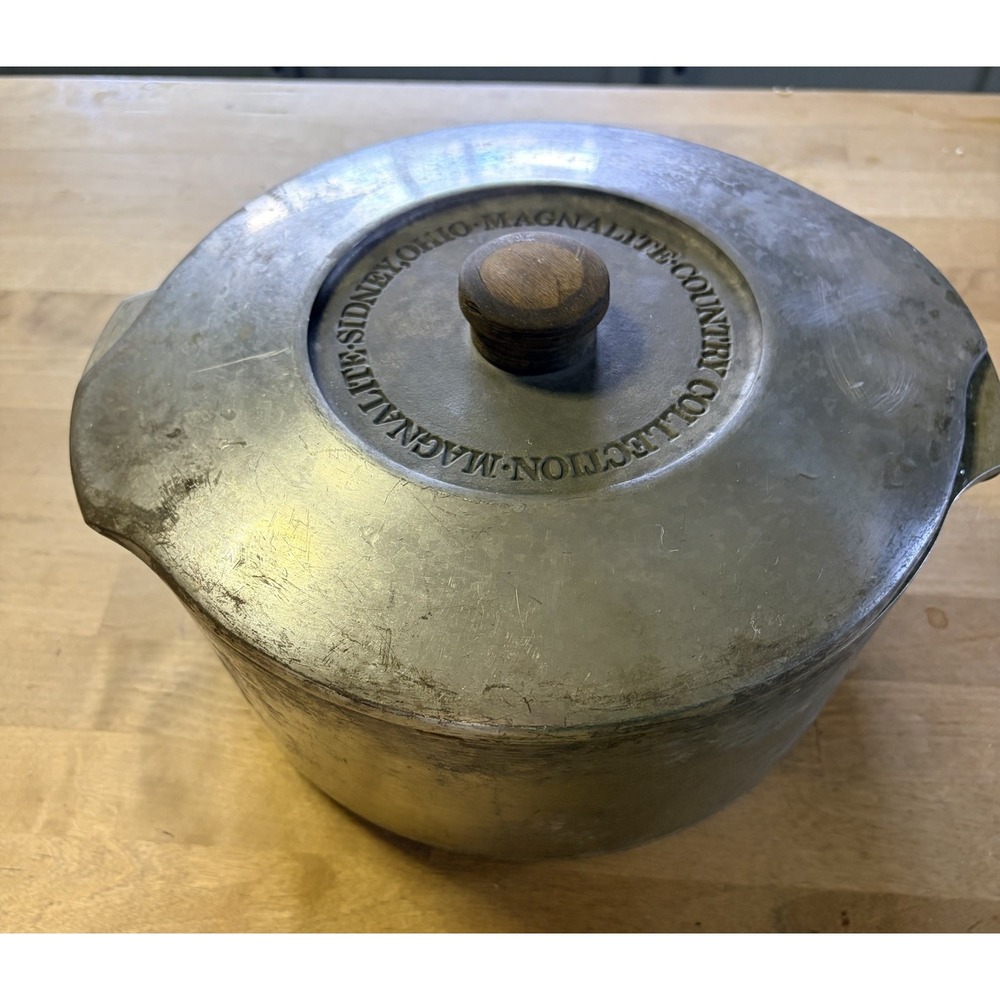 Vtg Magnalite GHC Country Collection 5248 5 Qt Dutch Oven Stockpot Wood Handle